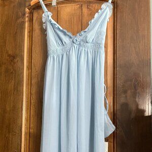 NWT Oscar de la Renta Ruffled & Refined Pink Label Sheer Maxi Slip & Panties 2pc